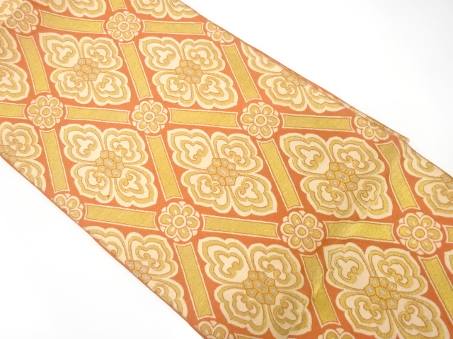 JAPANESE KIMONO / ANTIQUE FUKURO OBI / SILK / WOVEN DIAGONAL GRID